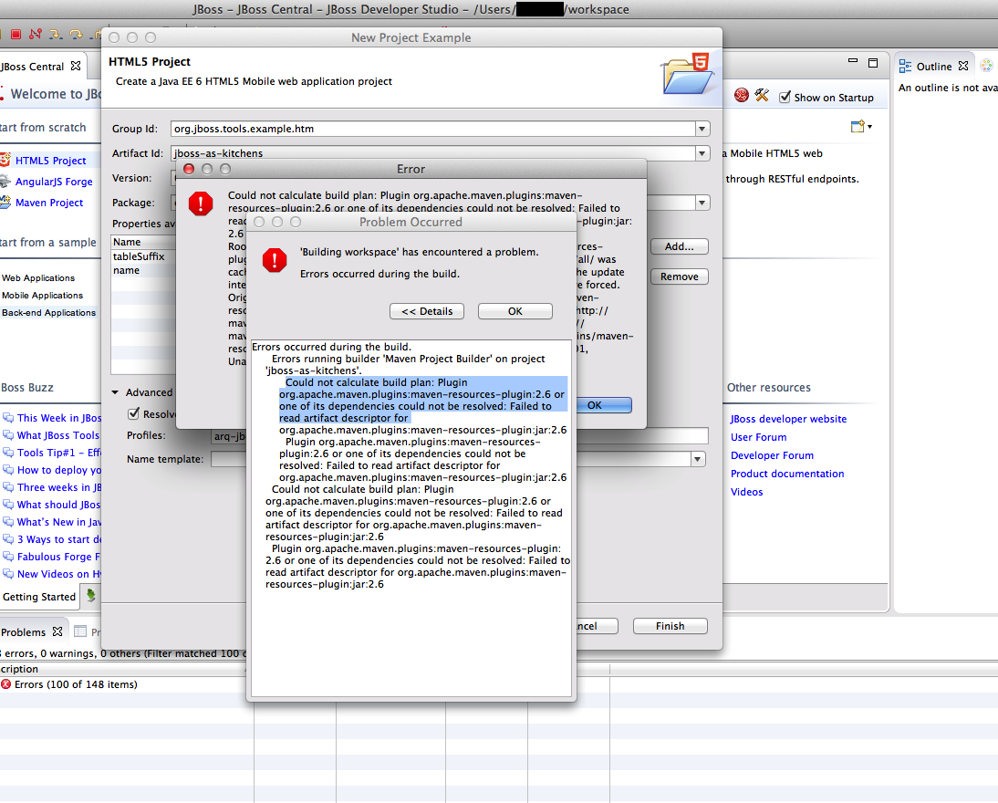 Maven could not calculate build plan jboss content archive read